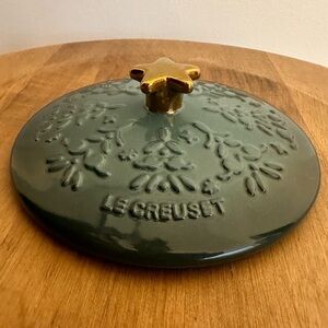 LID ONLY Le Creuset Noel Collection Mini Cocotte  Gold Star Knob Artichaut Green